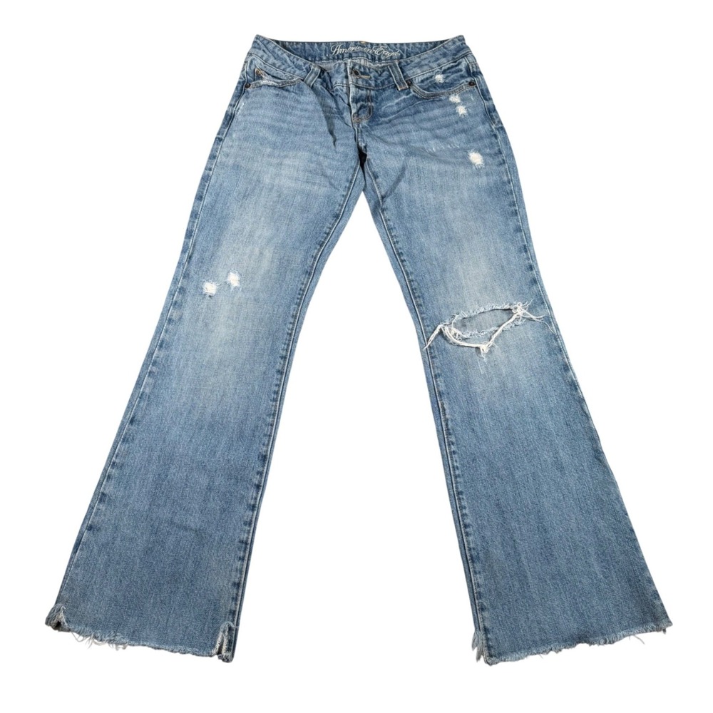 American Eagle Favorite Boyfriend Jeans Women 4R(FITS 29x30) Blue Wide Leg READ